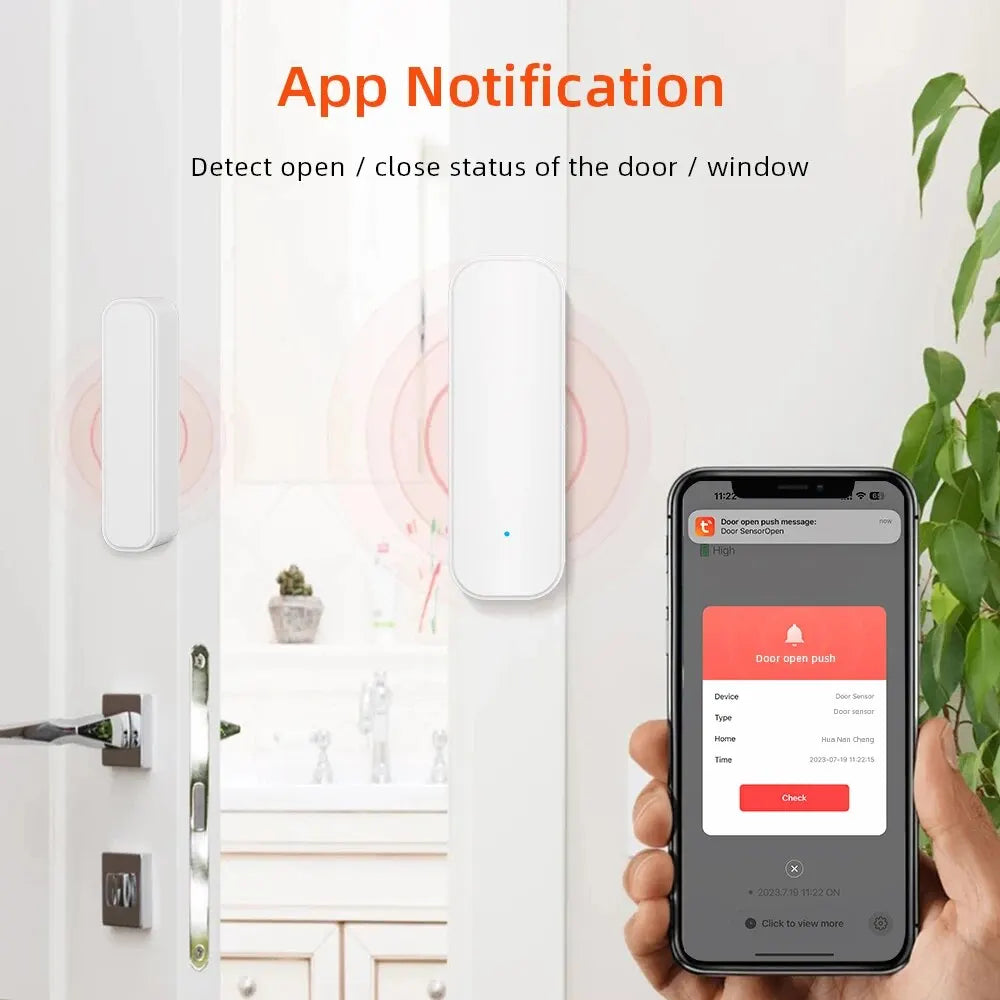 Tuya WiFi Zigbee Window Door Sensor With Battery Smart Home Security Alarm System Voice Control Via Alexa Google Home Smart