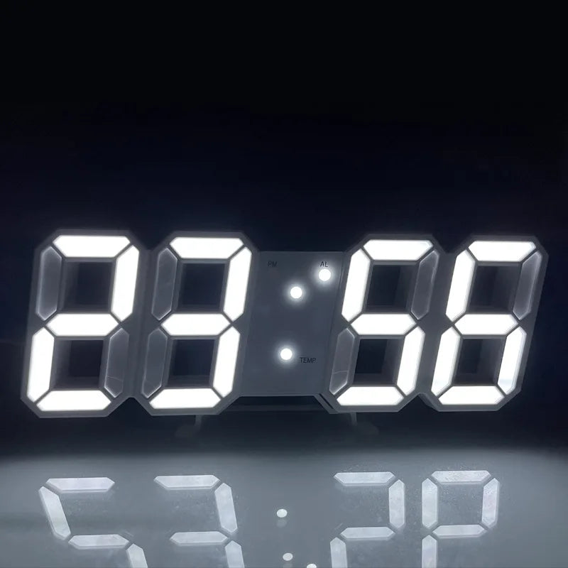 3D LED Digital Clock Luminous Fashion Wall Clock Multifunctional Creative USB Plug in Electronic Clock Home Decoration