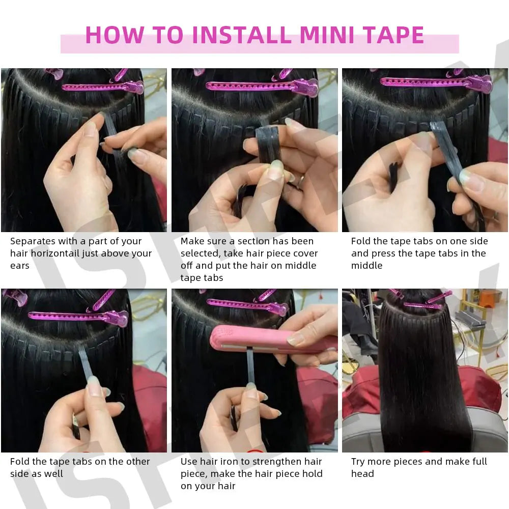 Tape in Human Hair Extensions 12" 16" 20" 24" Mini Tape Hair Extension Straight 10pcs Machine Remy Invisible Adhesive Tape Hair