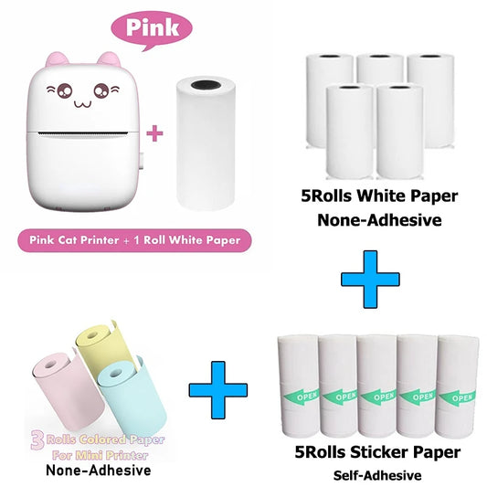 Mini Photo Pocket Printer Portable Ink-free Thermal 57mm Sticker Trans Paper Wireless BT 200dpi Android IOS Printing Machine