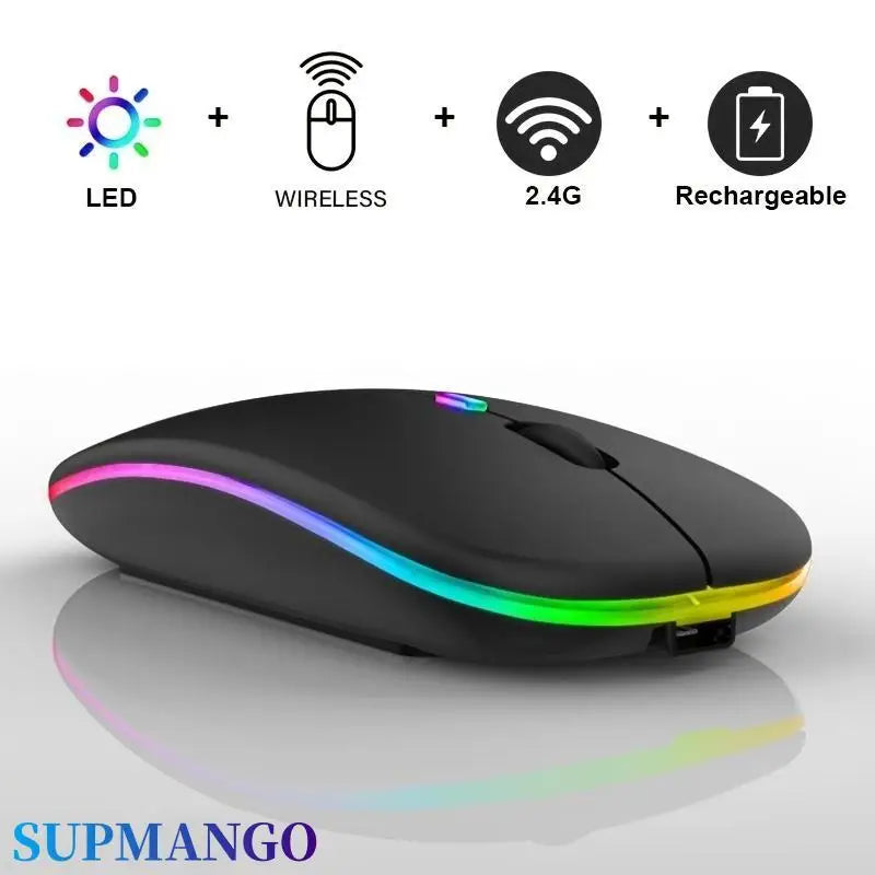 Wireless Mouse RGB Rechargeable Mice Wireless Computer Mause LED Backlit Ergonomic Gaming Mouse For Laptop PC