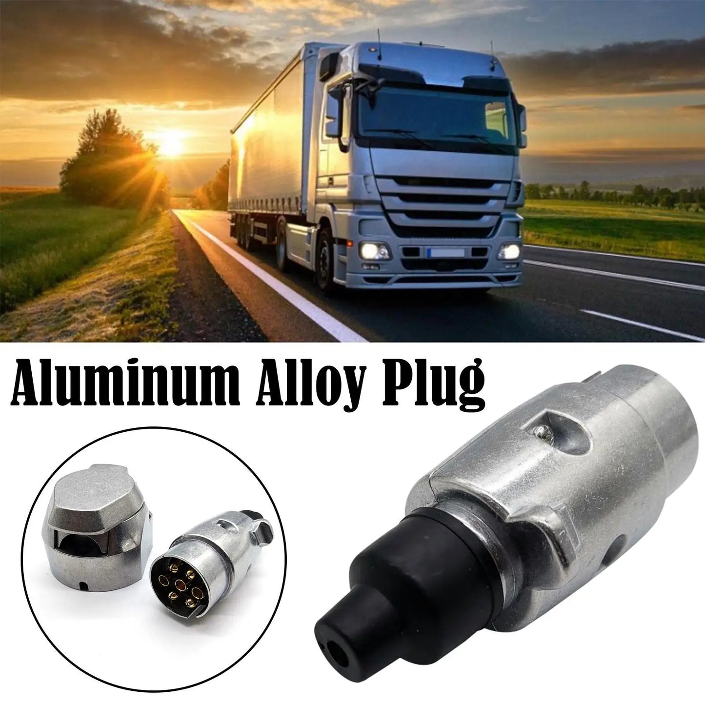 12V Durable 7 Pin Aluminium Alloy Plug Trailer Truck Towing Electrics Connector Professional Replacement For Truck EU Plug