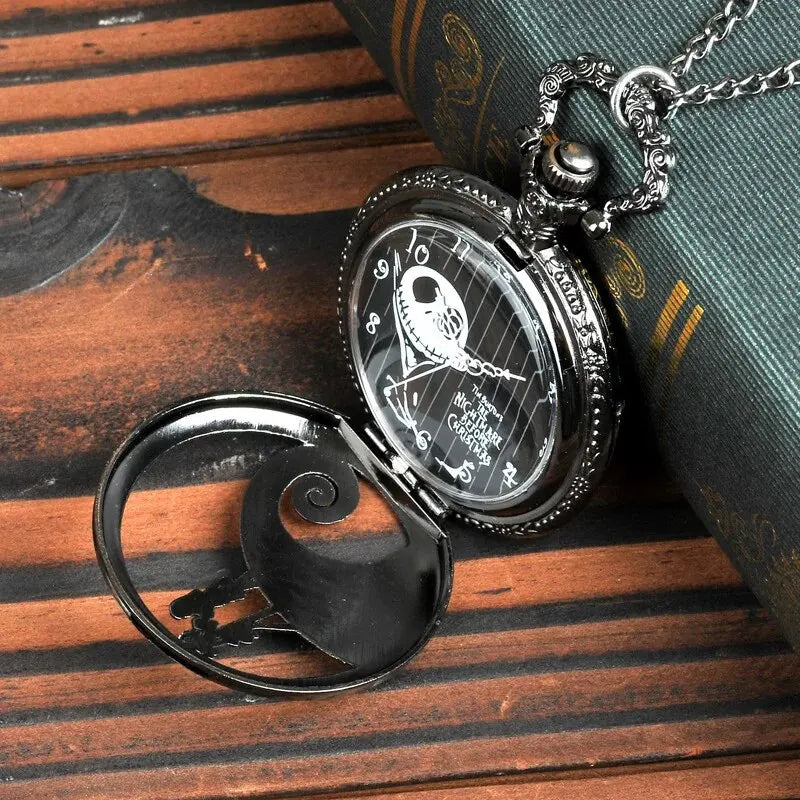 Fashion Lovers Skeleton Quarzt Pocket Watch with Chain Necklace Vintage Quartz Pendant Watches Clock Chain Mens Women