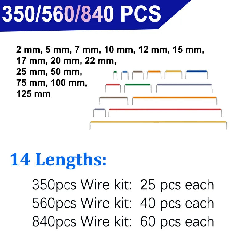 840/560/350PCS Breadboard Jumper Wire Kit with Box 14 Lengths Assorted for Breadboard Prototyping Circuit Boards Diy Electronics