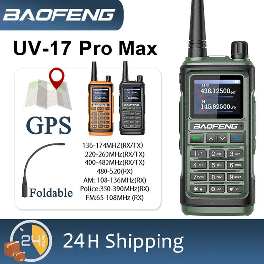 Baofeng UV-17 Pro Max GPS Six-Band Long Range Walkie Talkie Wireless Copy Frequency UV17 Pro USB-C AM/FM Two Way Radio Ham Radio