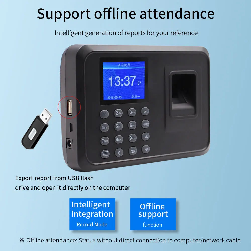 Biometric Fingerprint Attendance Machine Smart Fingerprint Time Attendance Machine Time Clocking Recorder Employee Worker Device